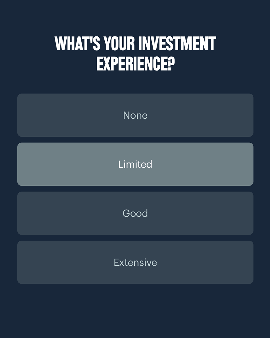 Screenshot of Experience question