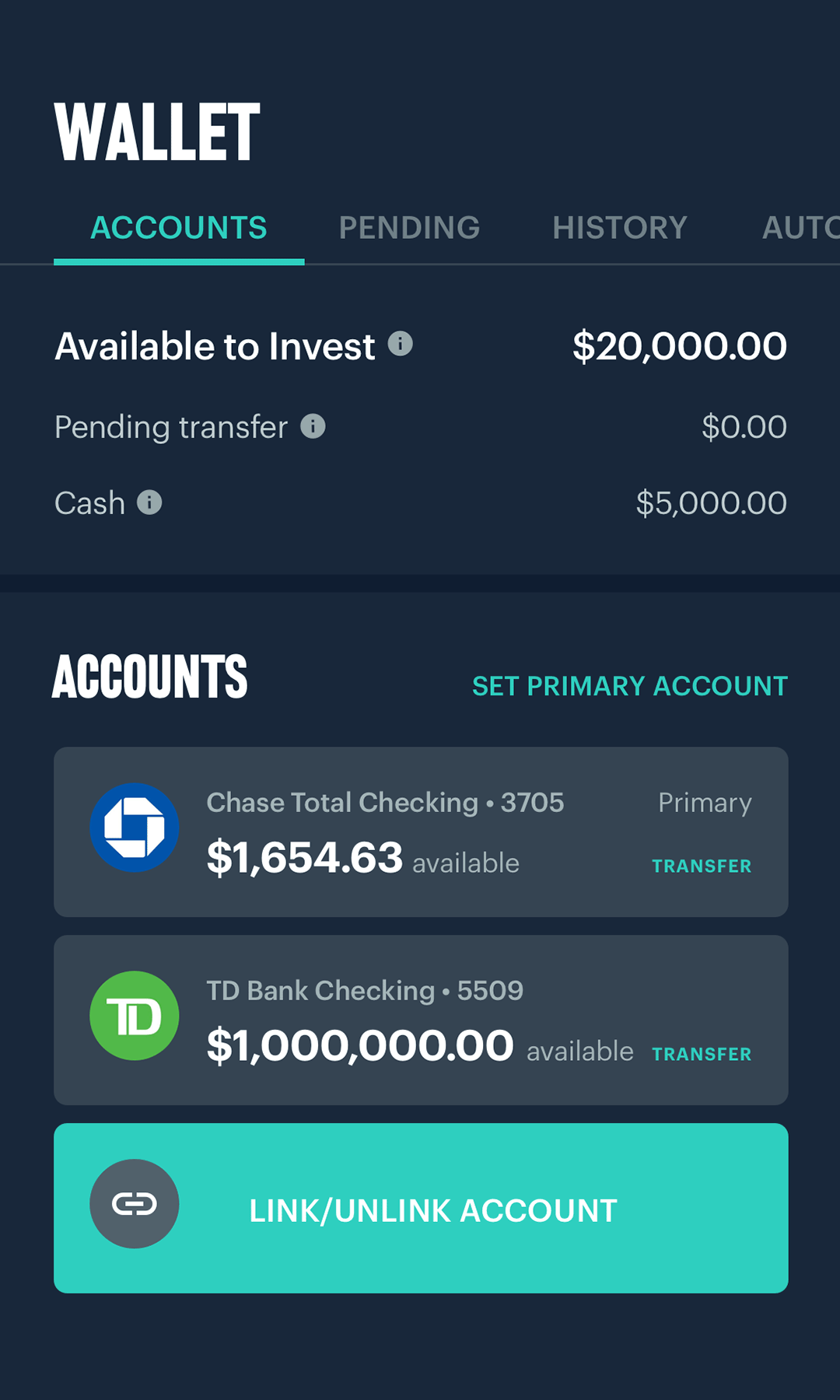 Screenshot of Wallet
