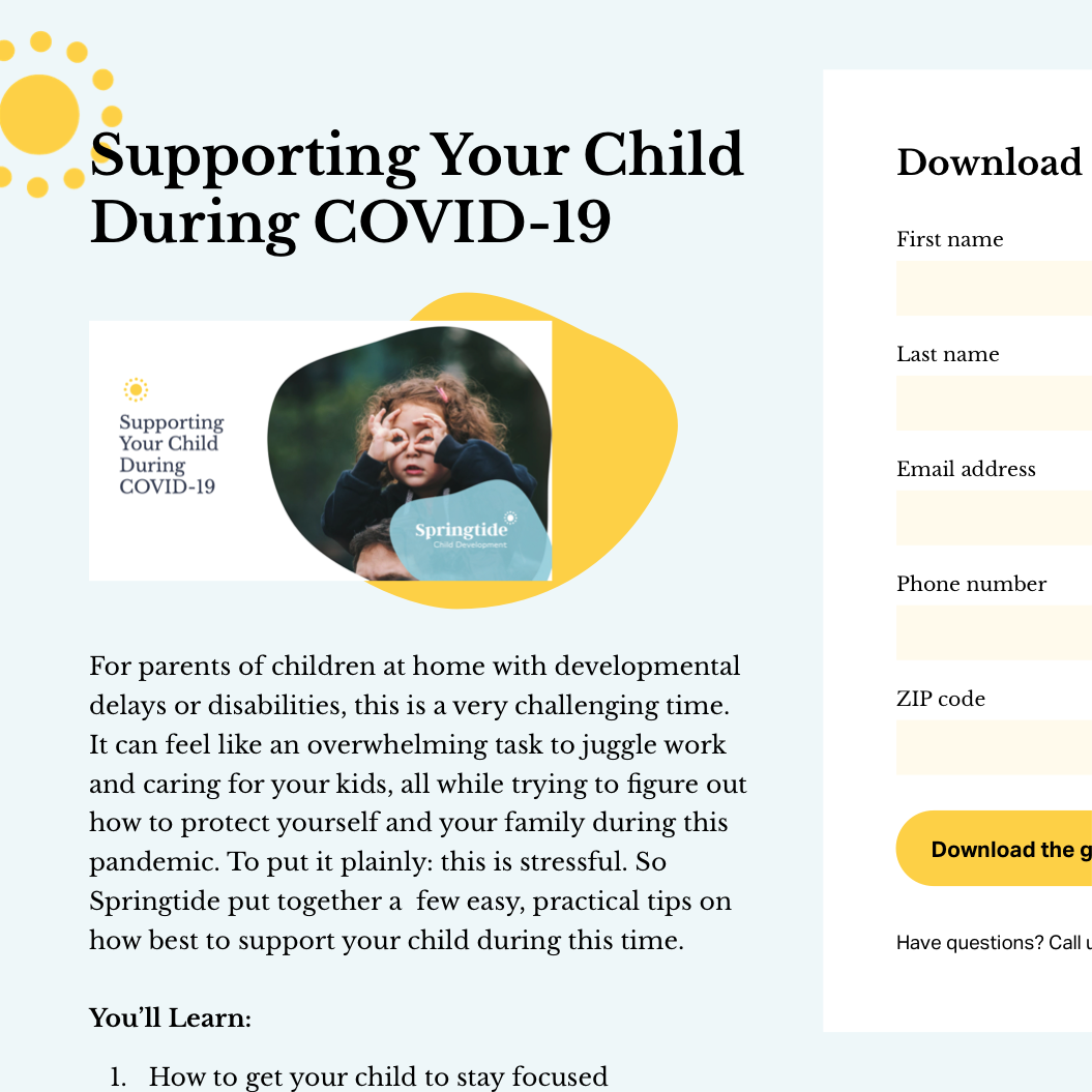 Screenshot of campaign landing page