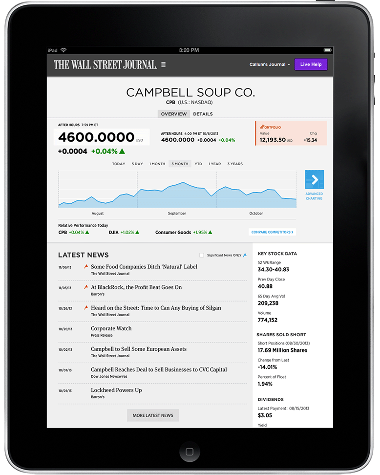 Image of site on iPad