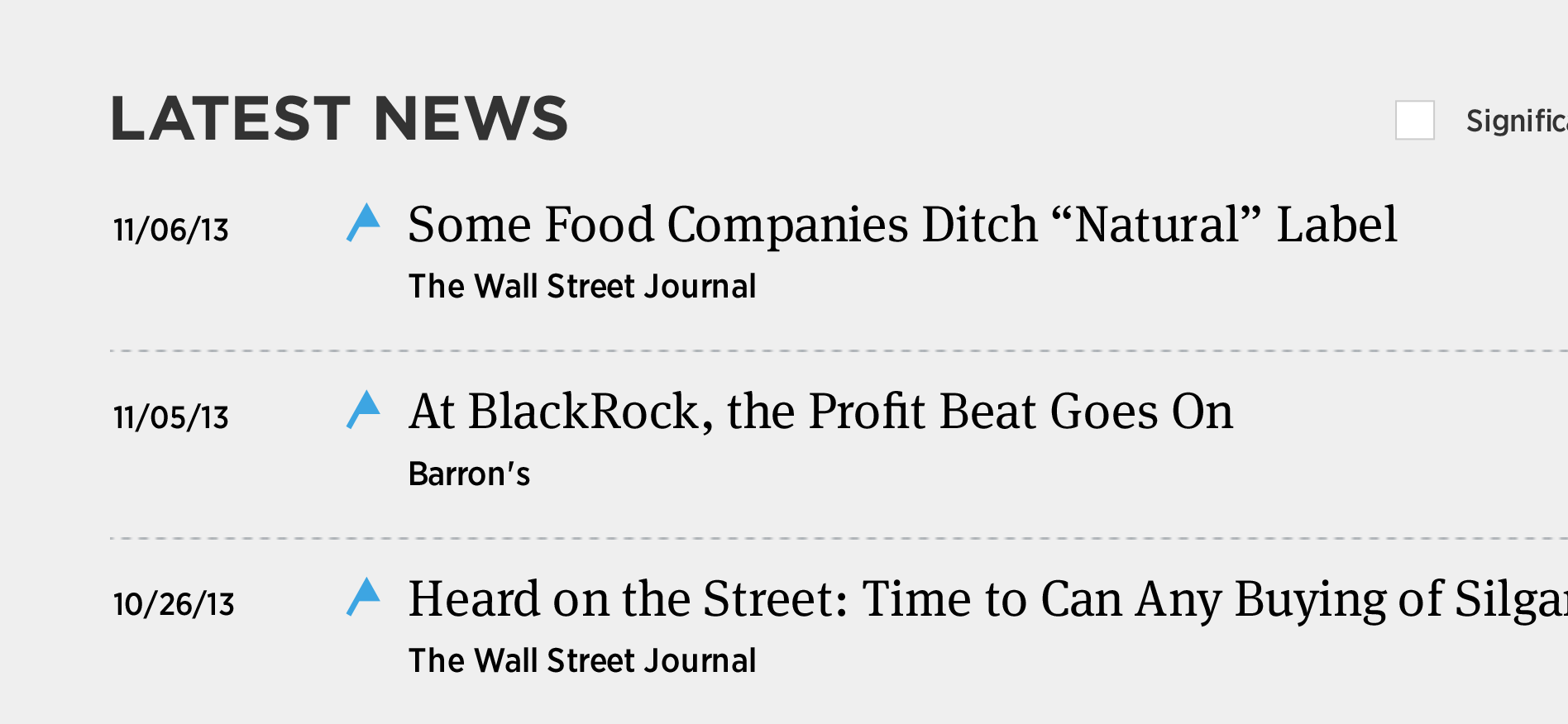 Screenshot of Latest News